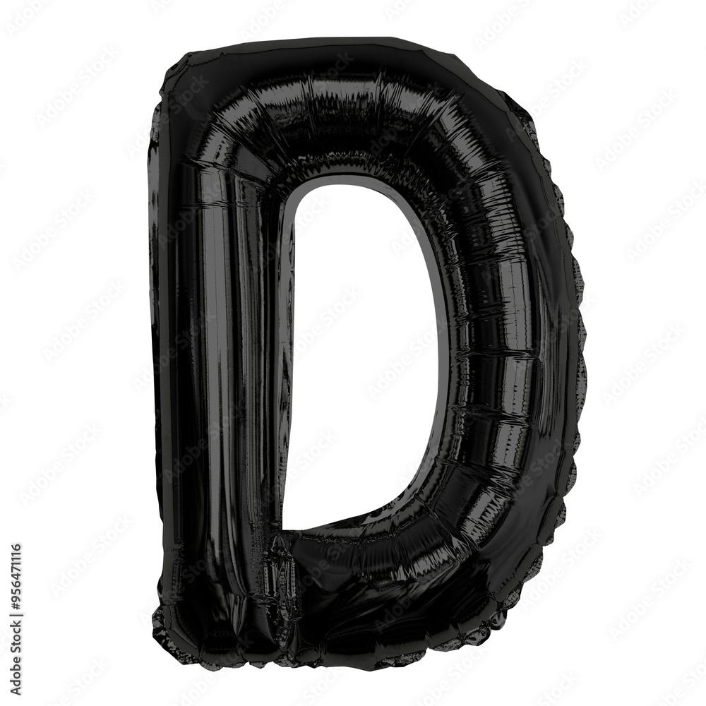 Png foil balloon D clipart, black alphabet letter, transparent background Png foil balloon D clipart, black alphabet letter, transparent background