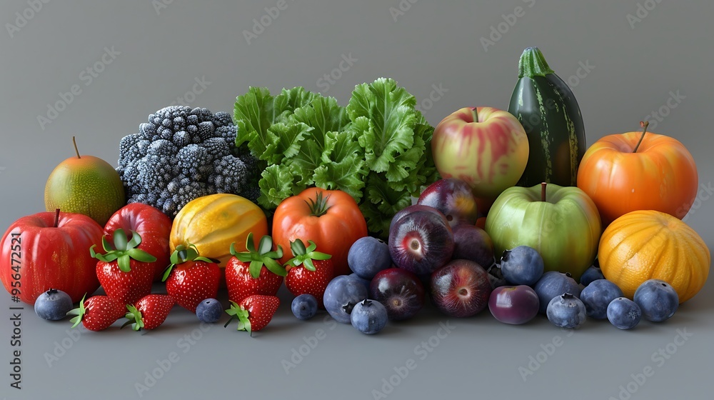 Photorealistic fruit and vegetable 3D models, Photorealistic fruit and vegetable 3D models,
