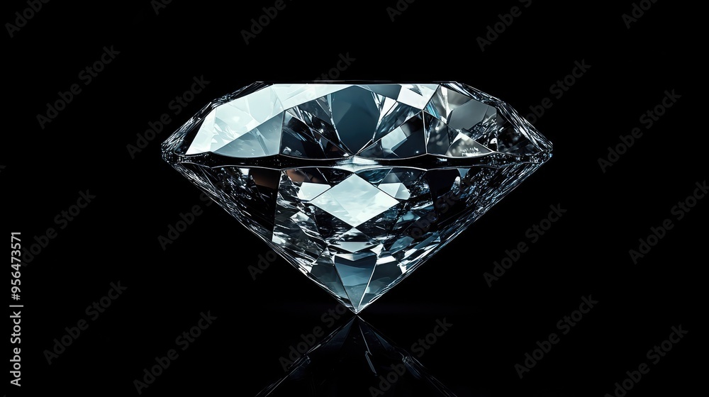 A sparkling diamond, with its facets reflecting light, sits on a black background. Its brilliance and clarity are captivating. A sparkling diamond, with its facets reflecting light, sits on a black background. Its brilliance and clarity are captivating.