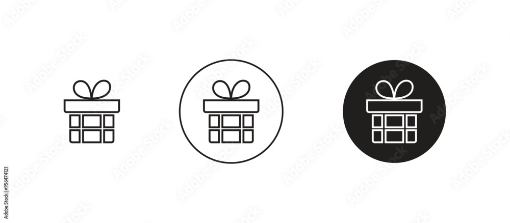 Gift box line art - vector ribbon and christmas gift icons, box ribbon line art vector illustration, gift box outline icon Gift box line art - vector ribbon and christmas gift icons, box ribbon line art vector illustration, gift box outline icon