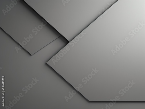 Gray background with geometric shapes and shadows, creating an abstract modern design for corporate or technology-inspired designs with copy space