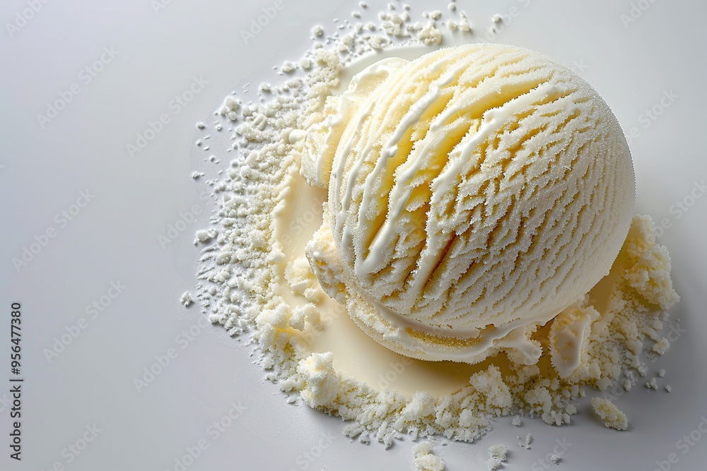Vanilla Ice Cream Scoop with Melted Drips Vanilla Ice Cream Scoop with Melted Drips