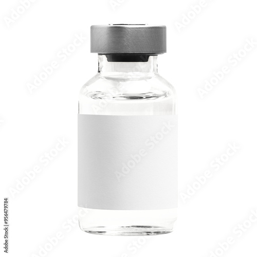 Png injection glass bottle with white label mockup