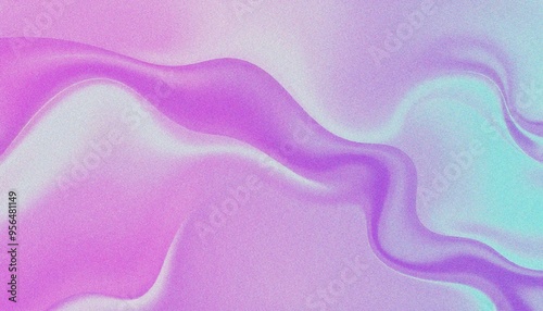 Holo abstract 3D shapes, whit grainy noise effect purple and blue abstract fluid shapes against a light background photo