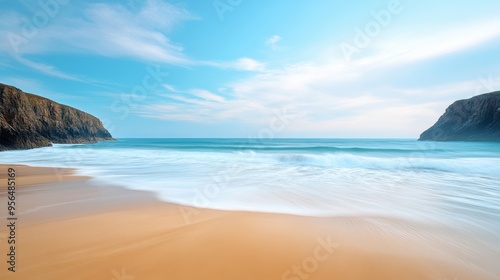 a remote, windswept beach with rugged cliffs and crashing waves, the natural beauty of the scene a sense of awe and isolation