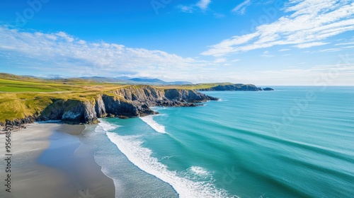 a remote, windswept beach with rugged cliffs and crashing waves, the natural beauty of the scene a sense of awe and isolation