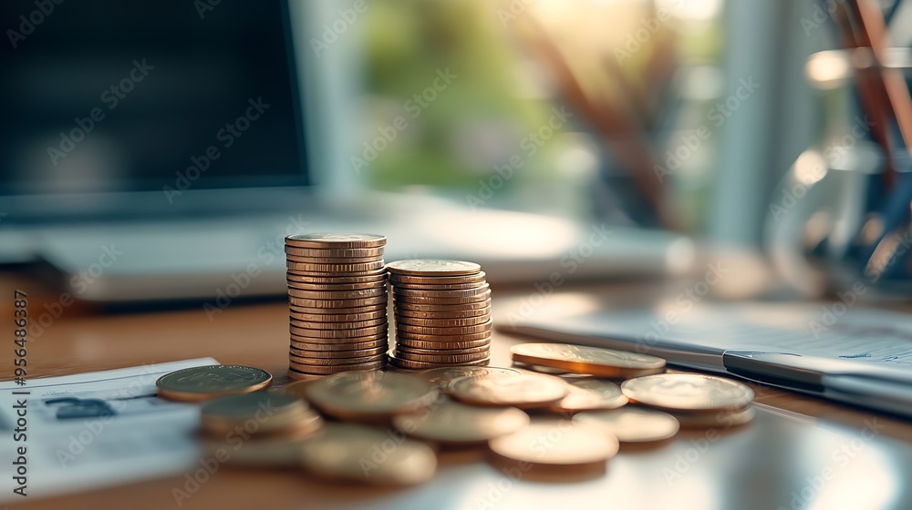 Financial planning table top objects still life : Generative AI