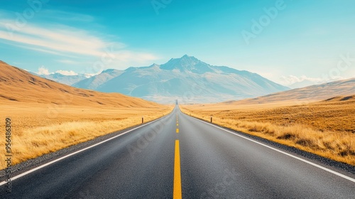 a road stretching into the distance with a car driving along, representing travel and freedom