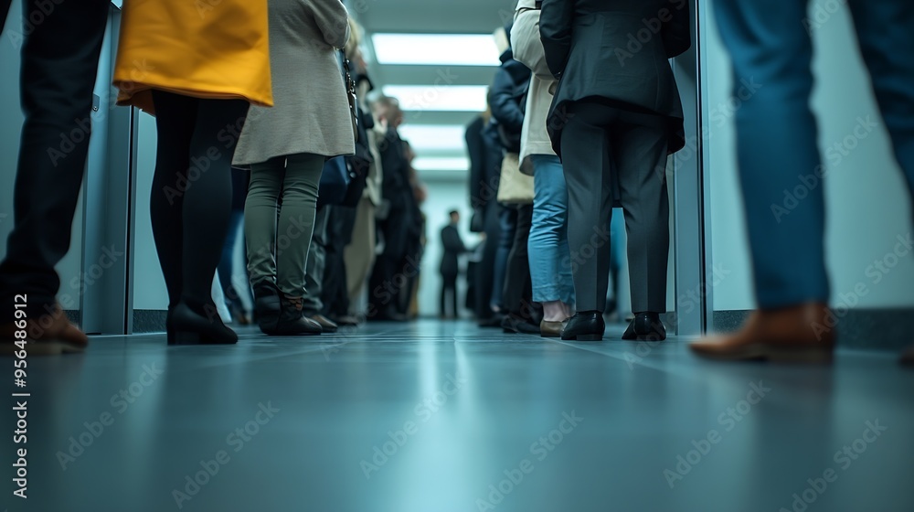 Its hiring season Full length shot of a group of businesspeople waiting in line for a job interview : Generative AI