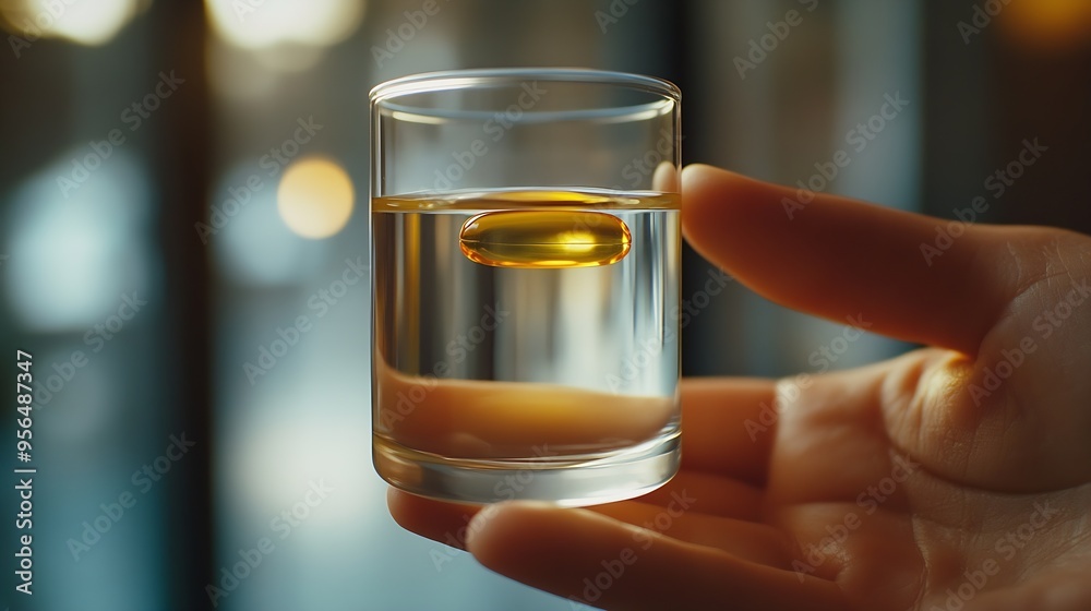 Holding weight loss pill for diet and ready to drink water closeup Diet with biologically active supplement Health care lifestyle : Generative AI Holding weight loss pill for diet and ready to drink water closeup Diet with biologically active supplement Health care lifestyle : Generative AI