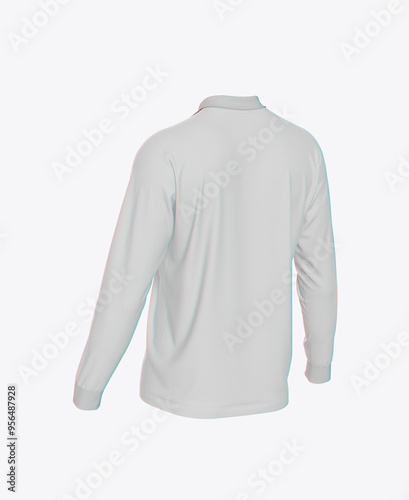 Long Sleeve Polo Shirt Mockup. 3D Model