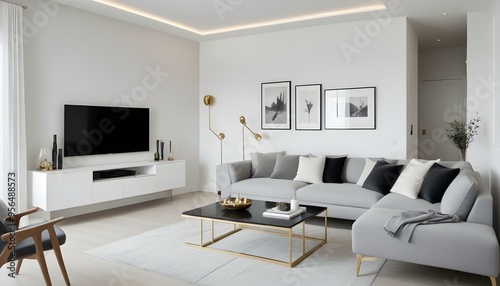 Photo interior modern design room 3d illustration