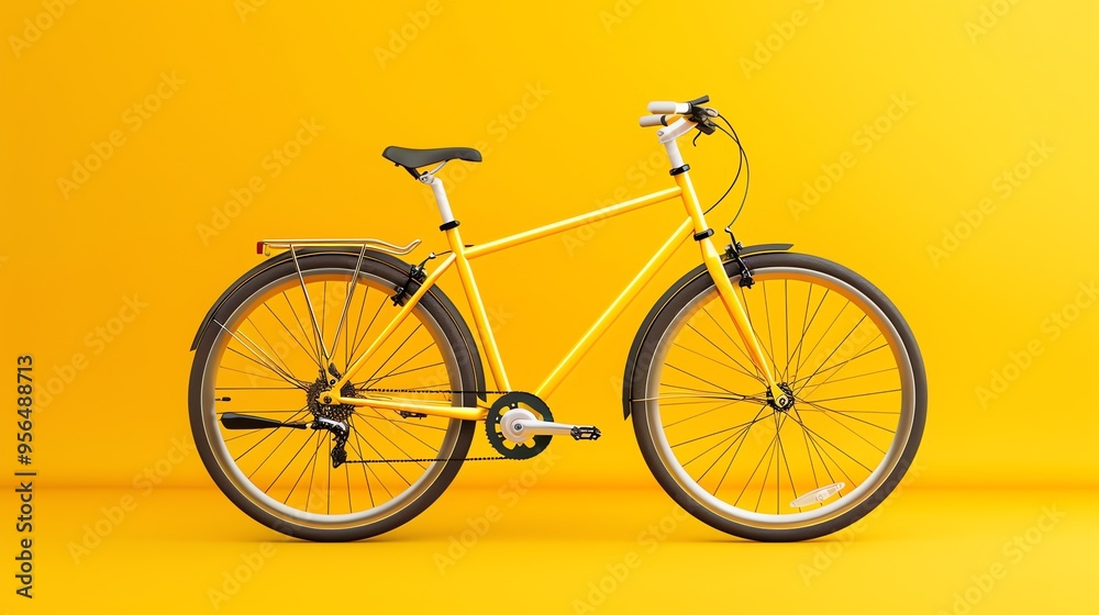 Fototapeta premium Yellow bicycle on a yellow background.