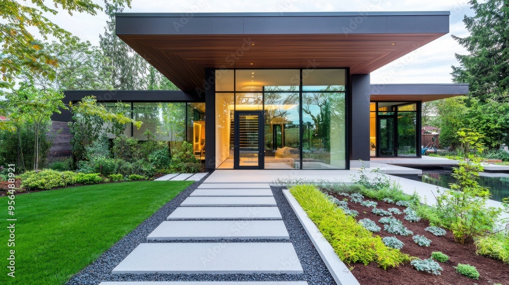 Serene Elegance: Modern Waterfront House with Luxurious Design and Beautiful Garden Oasis Serene Elegance: Modern Waterfront House with Luxurious Design and Beautiful Garden Oasis
