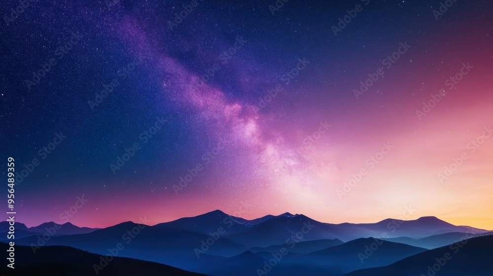 a starry night sky over a quiet mountain landscape, the Milky Way stretching across the sky, providing a breathtaking view of the universe a starry night sky over a quiet mountain landscape, the Milky Way stretching across the sky, providing a breathtaking view of the universe