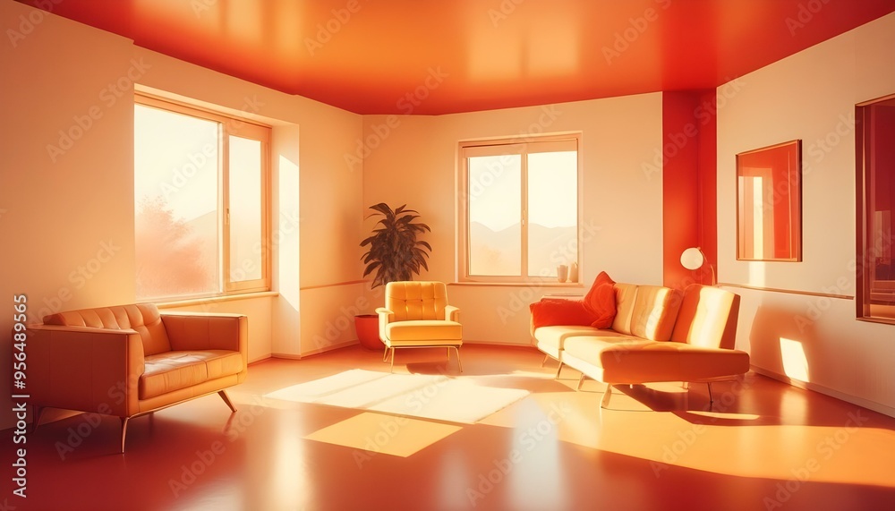 Fototapeta premium Photo interior modern design room 3d illustration