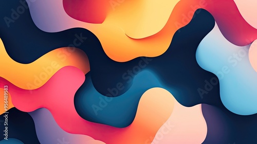 Abstract colorful background with wavy shapes and gradients. Perfect for modern designs, presentations, and social media.