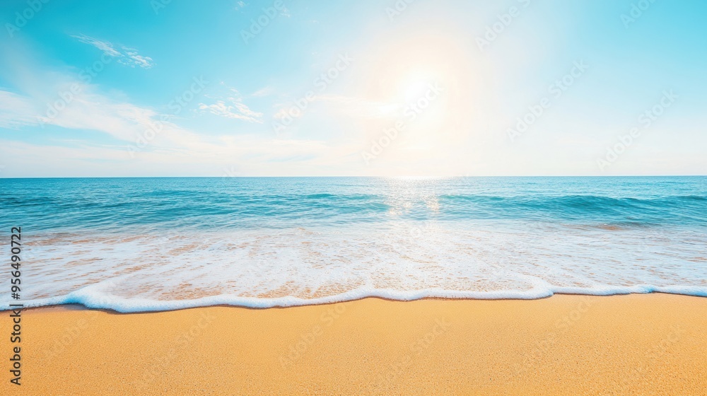 a summer beach scene with rolling waves and bright sunshine, capturing the essence of a warm, relaxing day a summer beach scene with rolling waves and bright sunshine, capturing the essence of a warm, relaxing day