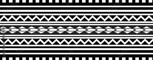 Polynesian tattoo tribal band design. Samoan tattoo tribal ornament border. Decorative seamless pattern.