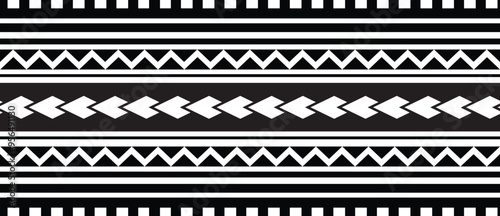 Polynesian tattoo tribal band design. Samoan tattoo tribal ornament border.
 Decorative seamless pattern.