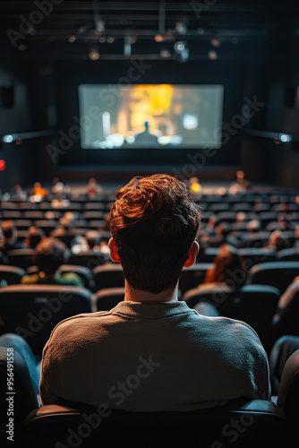 POV angle of a person watching a movie in a cinema
 photo