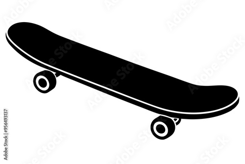 Skateboard icon silhouette vector, skateboard sport illustration	
