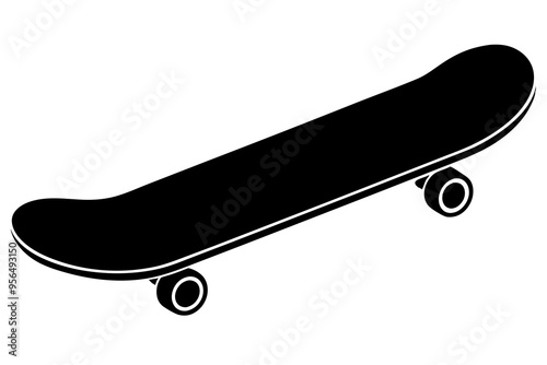 Skateboard icon silhouette vector, skateboard sport illustration	
