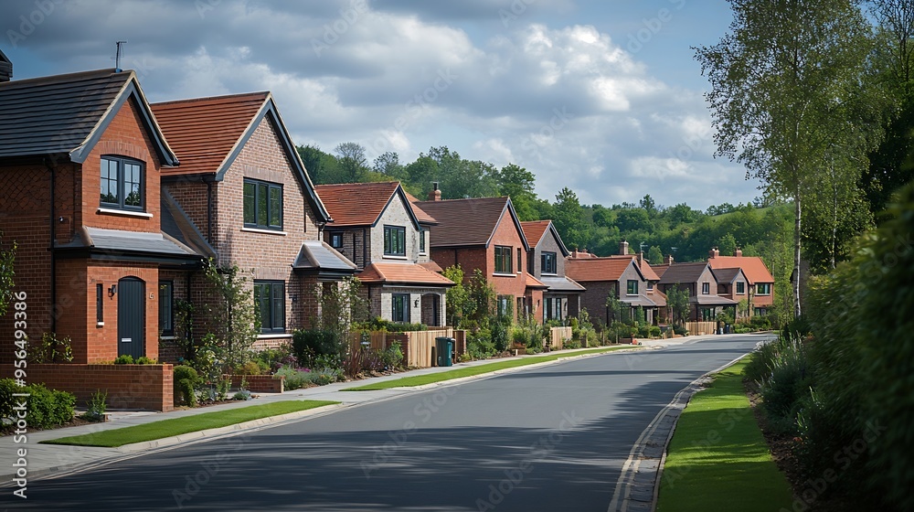 New build house development estate in UK : Generative AI New build house development estate in UK : Generative AI