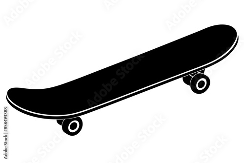 Skateboard icon silhouette vector, skateboard sport illustration	
