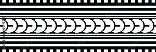 Polynesian tattoo tribal band design. Samoan tattoo tribal ornament border.
 Decorative seamless pattern.