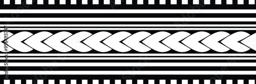 Polynesian tattoo tribal band design. Samoan tattoo tribal ornament border.
 Decorative seamless pattern.