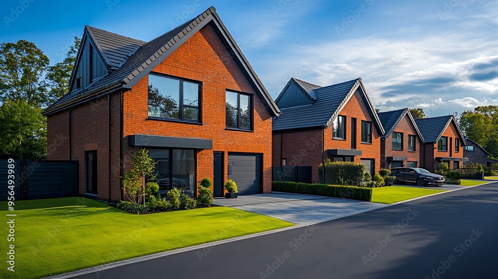 New house build in the UK example of modern homes built in Britain : Generative AI New house build in the UK example of modern homes built in Britain : Generative AI