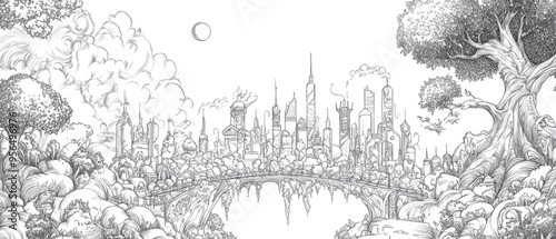 Wallpaper Mural Line art illustration featuring a detailed sketch design Torontodigital.ca