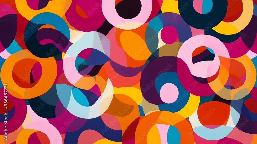 Fototapeta premium Abstract background with overlapping colorful circles.