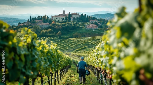 The hand harvesting vendemmia in the Brachetto vineyards around Acqui terme late September 2023 : Generative AI photo