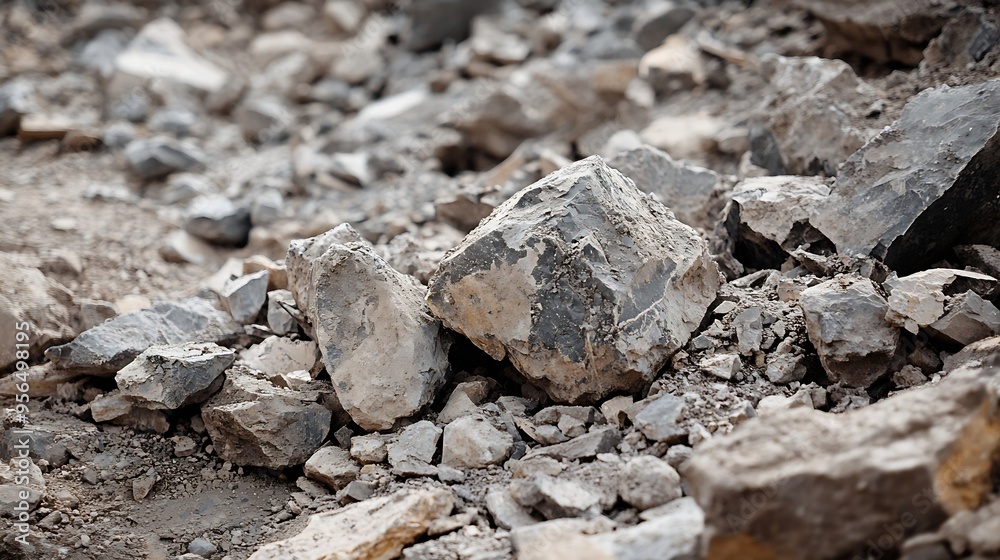 A pile of rubble with a few rocks scattered around Scene is bleak and desolate : Generative AI A pile of rubble with a few rocks scattered around Scene is bleak and desolate : Generative AI