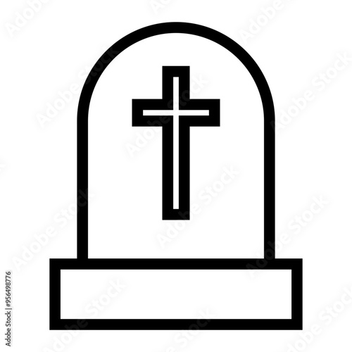 Tomb Graveyard Tombstone Grave Halloween Single Icon Outline Style