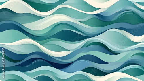 Abstract blue and green wave pattern.