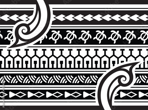 Polynesian tattoo tribal band design. Samoan tattoo tribal ornament border.
 Decorative seamless pattern.