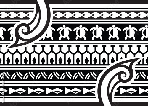 Polynesian tattoo tribal band design. Samoan tattoo tribal ornament border.
 Decorative seamless pattern.