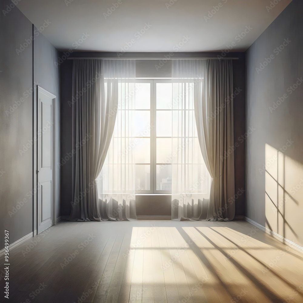 Obraz premium empty room with window. 3D rendering.