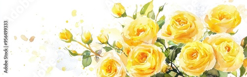 Yellow rose bouquet Delicate watercolor design Handmade for celebrations