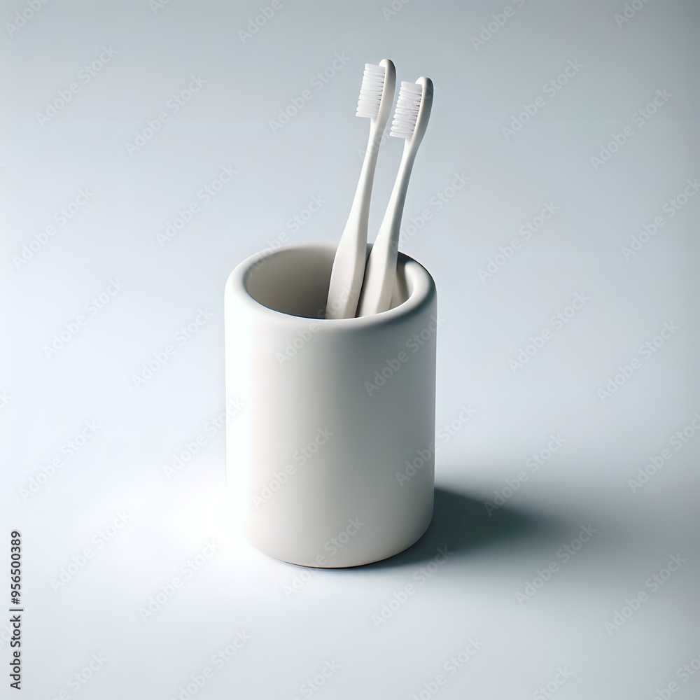 Isolated white plastic cup with toothbrushs Isolated white plastic cup with toothbrushs