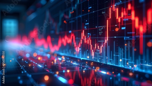 Glowing Neon Patterns Forming Abstract Financial Graphs