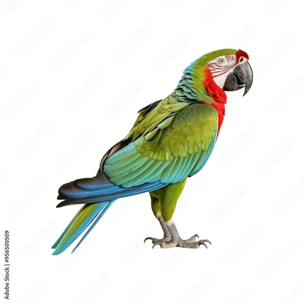 Green macaw on white background for nature, wildlife, tropical themes. Ideal for projects needing vibrant and colorful visuals Green macaw on white background for nature, wildlife, tropical themes. Ideal for projects needing vibrant and colorful visuals