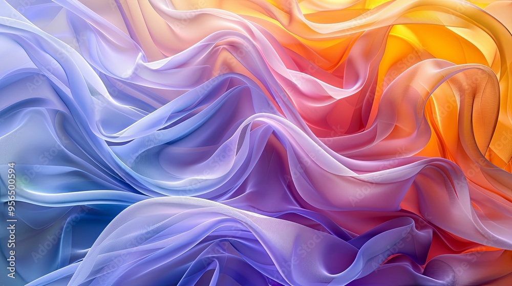 Abstract Wavy Fabric with Gradient Colors