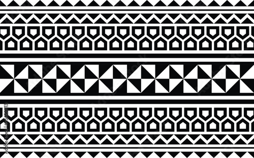 Polynesian tattoo tribal band design. Samoan tattoo tribal ornament border.
 Decorative seamless pattern.