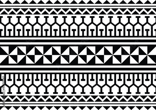 Polynesian tattoo tribal band design. Samoan tattoo tribal ornament border.
 Decorative seamless pattern.