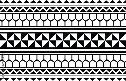 Polynesian tattoo tribal band design. Samoan tattoo tribal ornament border.
 Decorative seamless pattern.