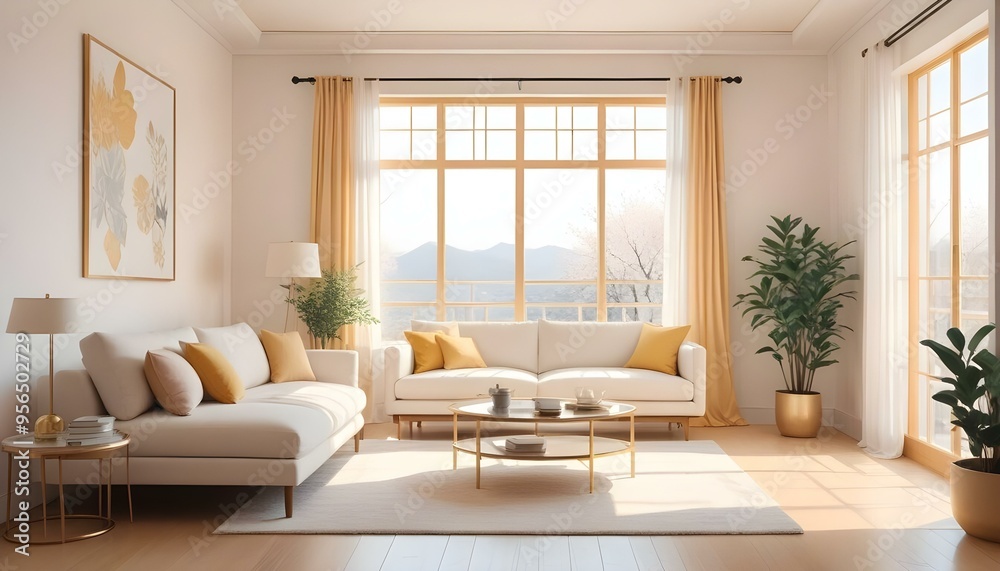 Fototapeta premium Photo interior modern design room 3d illustration